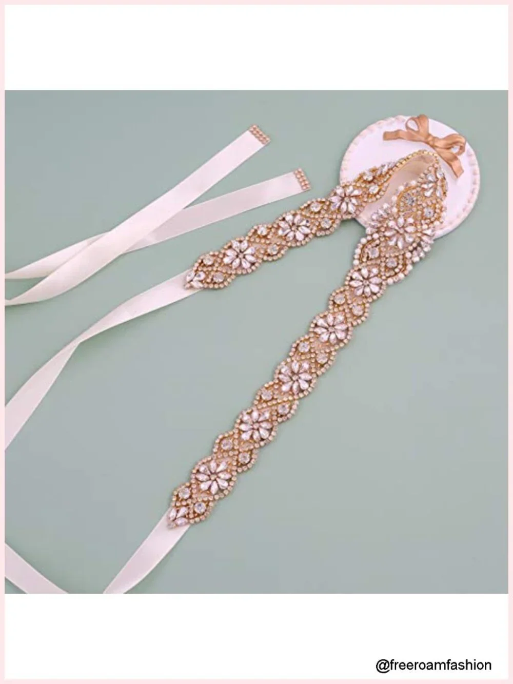Handmade Rhinestone and Pearl Bridal Belt Sash for Wedding Gown